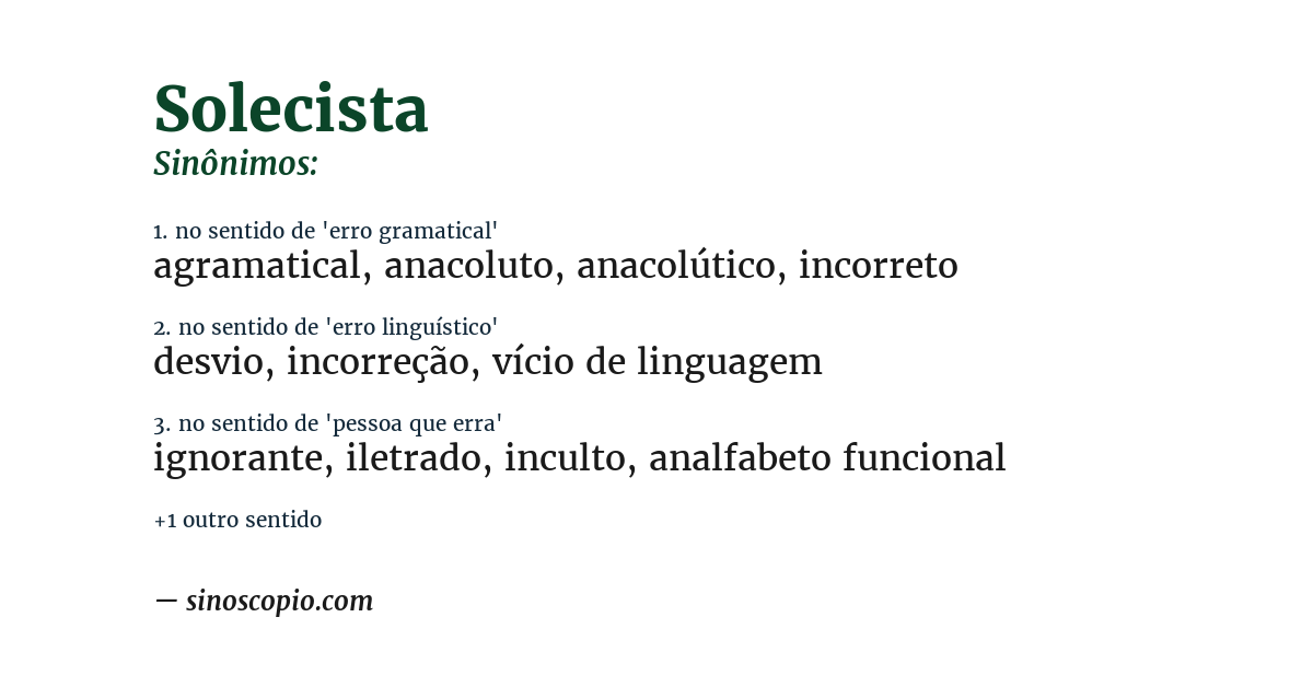 Sinônimo de solecista