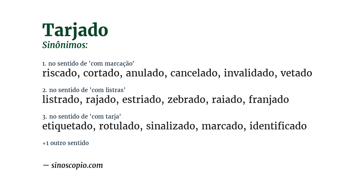 Sinônimo de tarjado