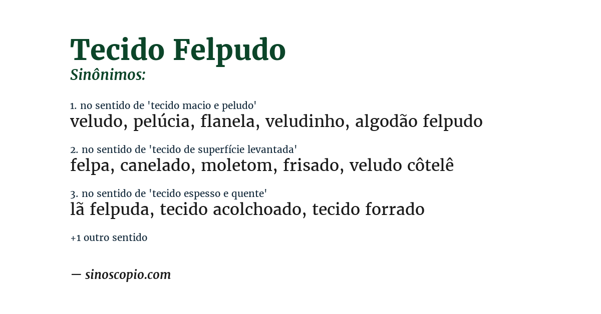 Sinônimo de tecido felpudo