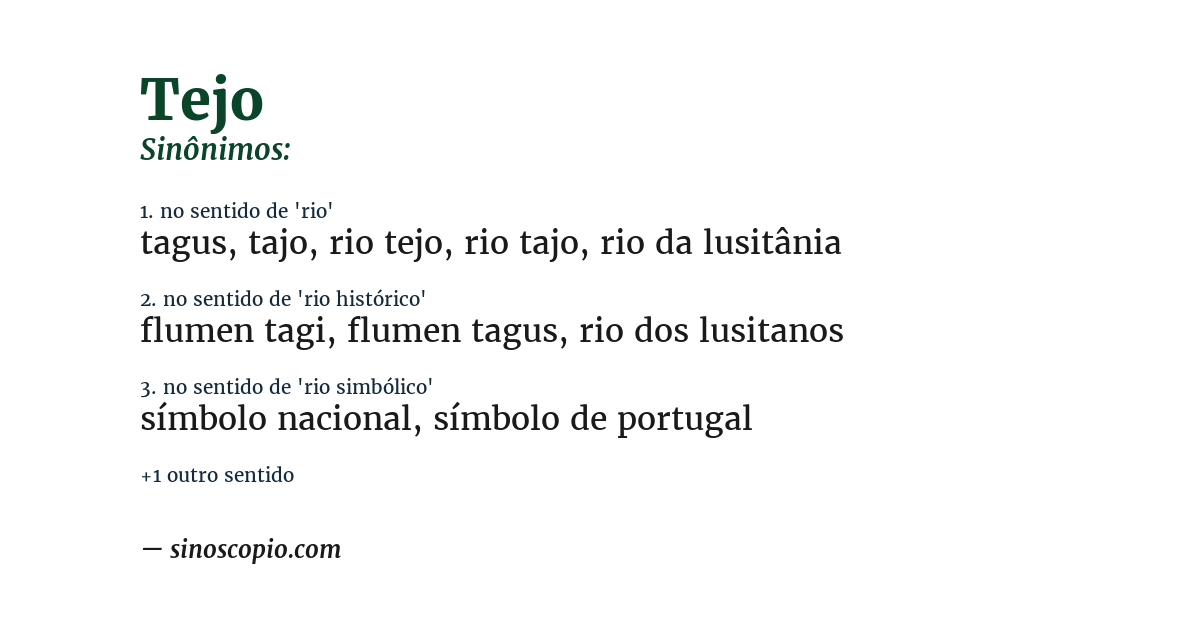 Sinônimo de tejo