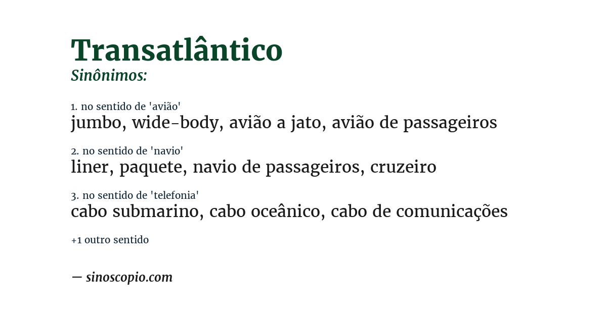 Sinônimo de transatlântico