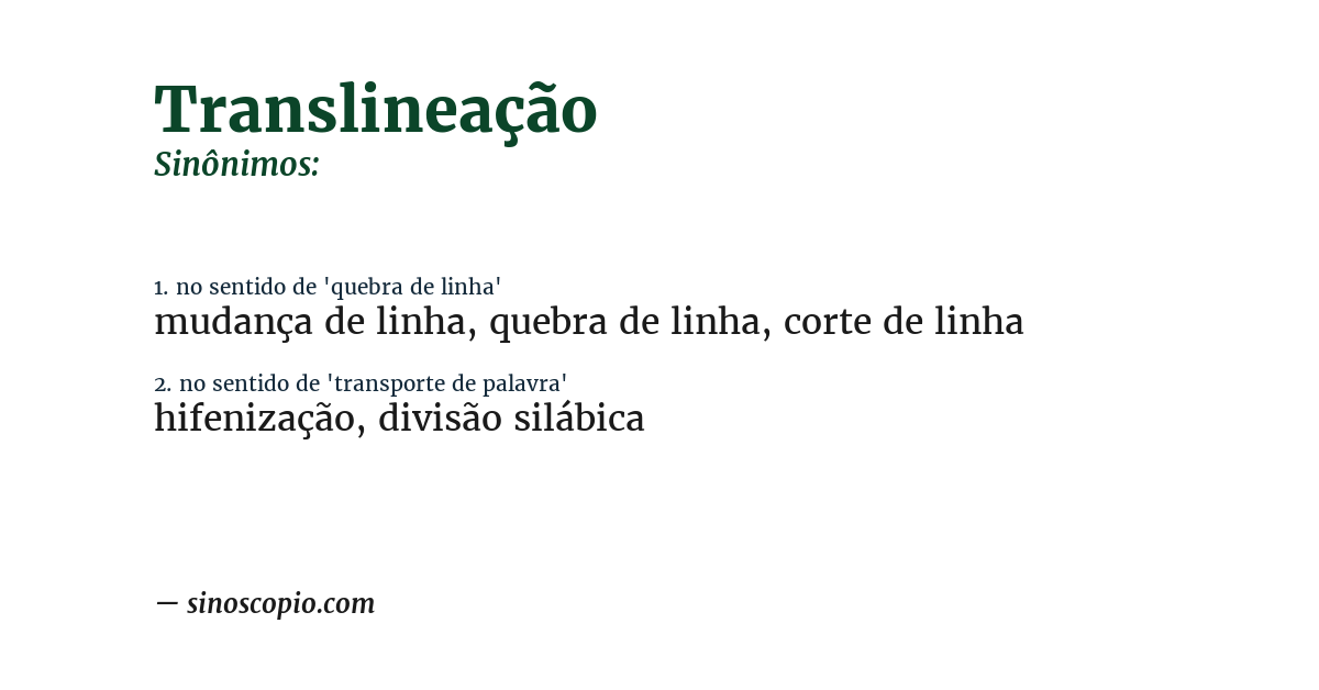 Sinônimo de translineação