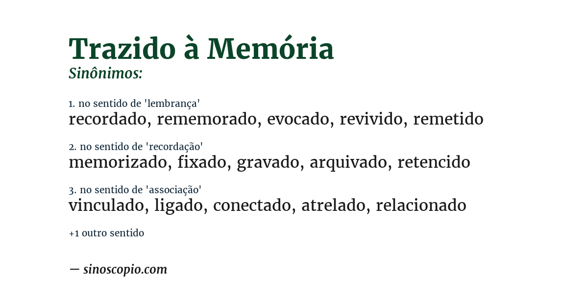 Sinônimo de trazido à memória