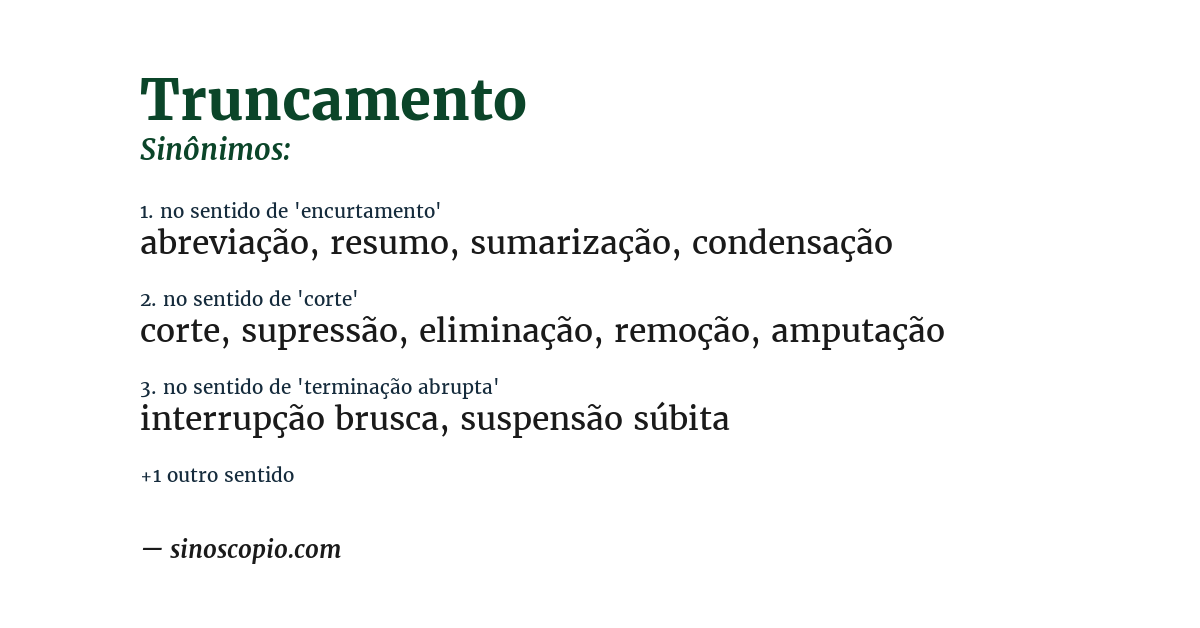 Sinônimo de truncamento