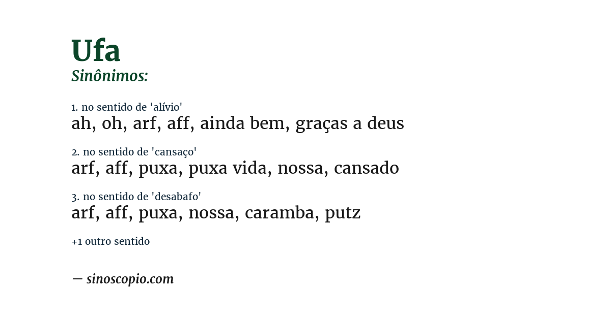 Sinônimo de ufa