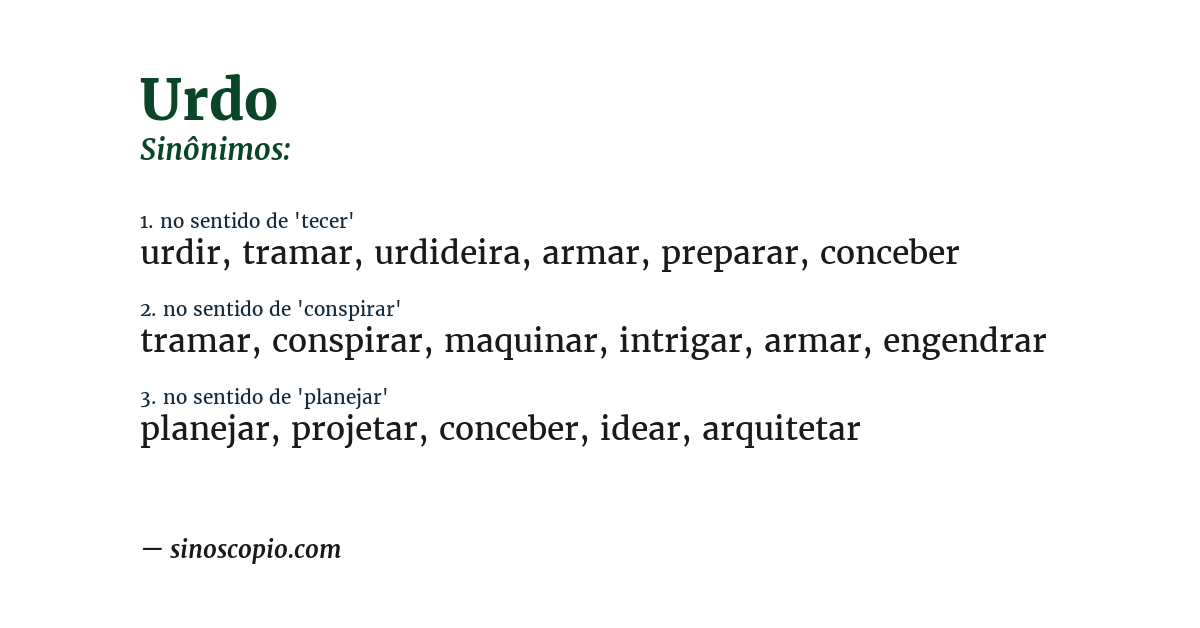 Sinônimo de urdo