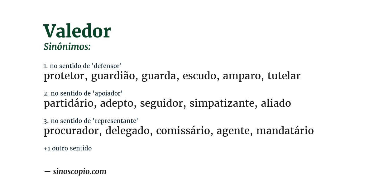 Sinônimo de valedor