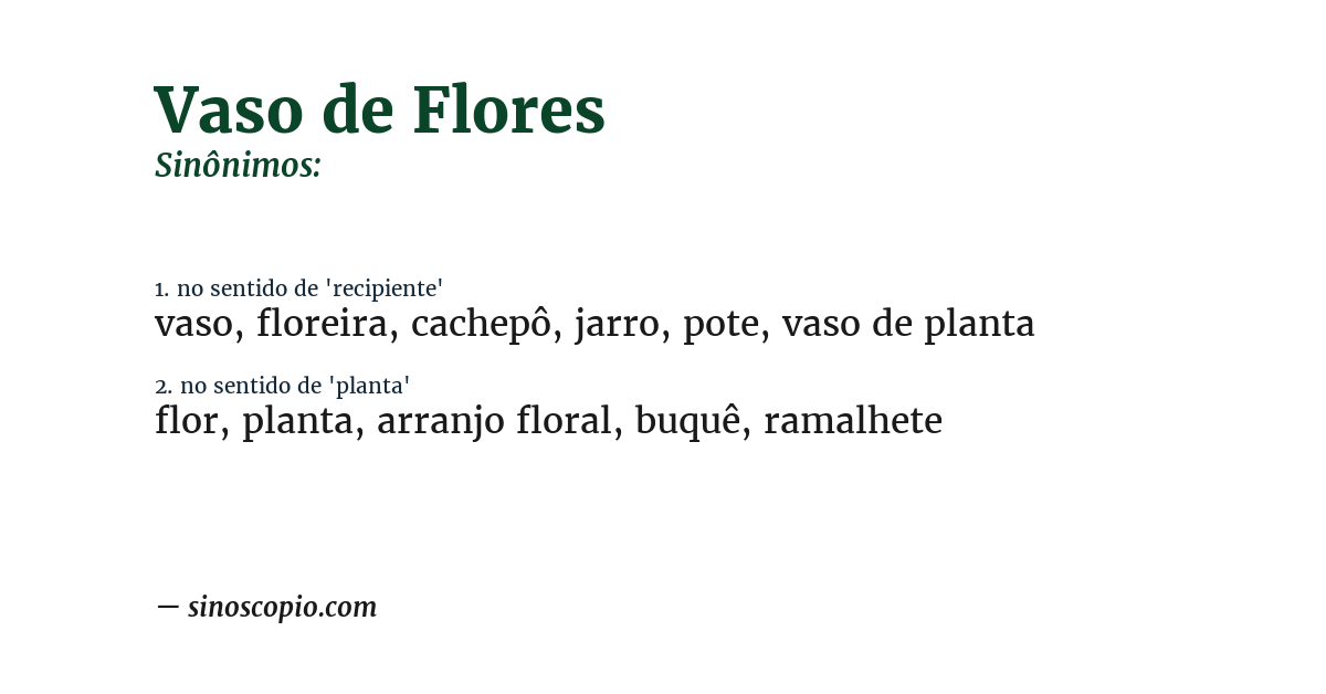 Sinônimo de vaso de flores