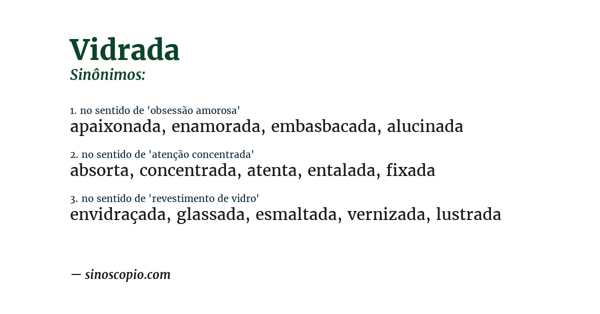 Sinônimo de vidrada