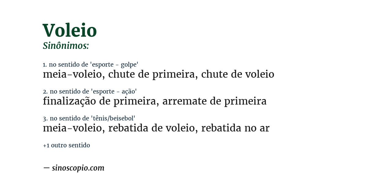 Sinônimo de voleio