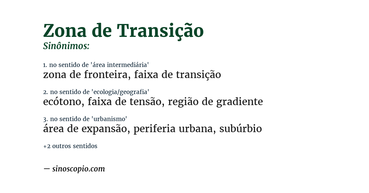 Sinônimo de zona de transição