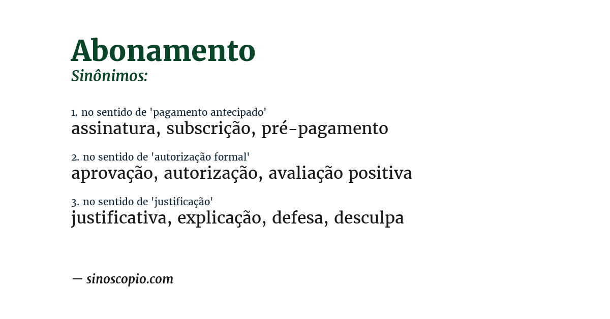 Sinônimo de abonamento