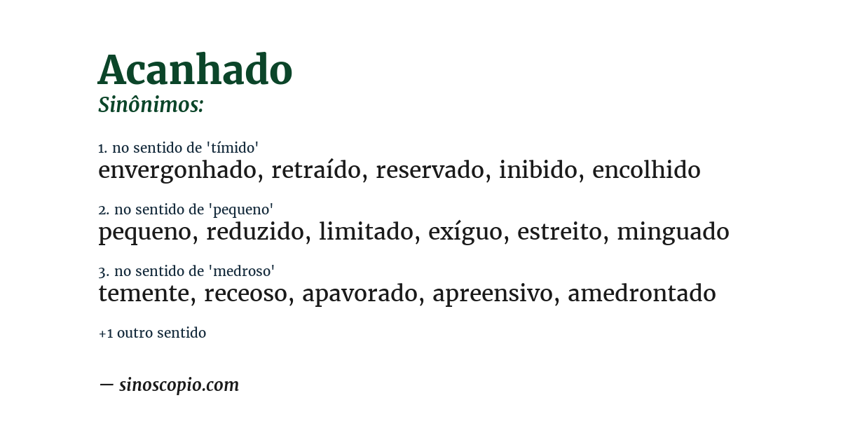 Sinônimo de acanhado