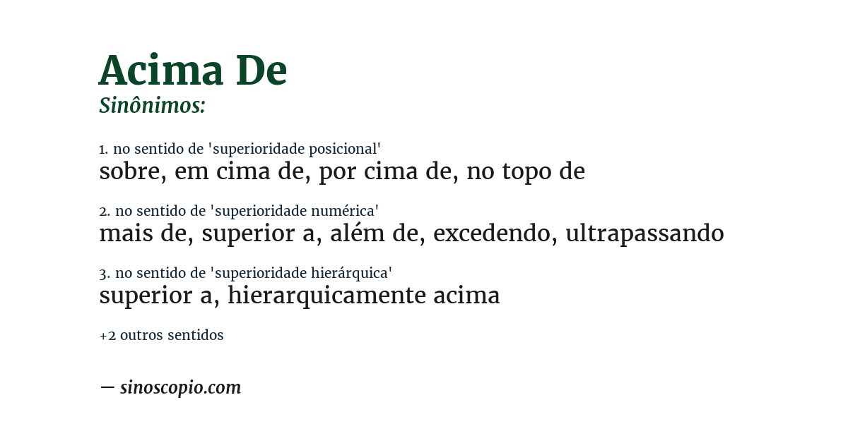 Sinônimo de acima de