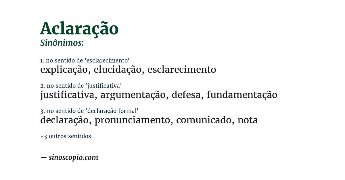 Sinônimo de aclaração