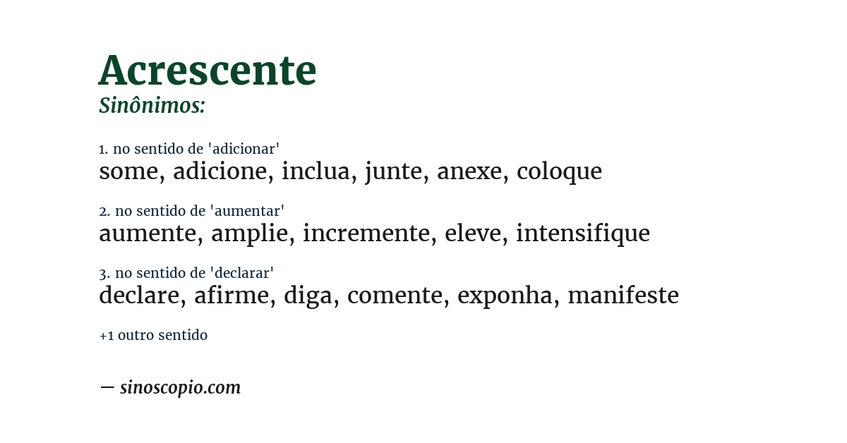 Sinônimo de acrescente