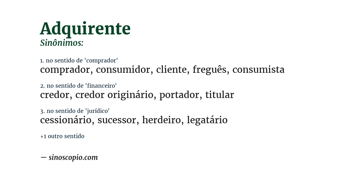 Sinônimo de adquirente