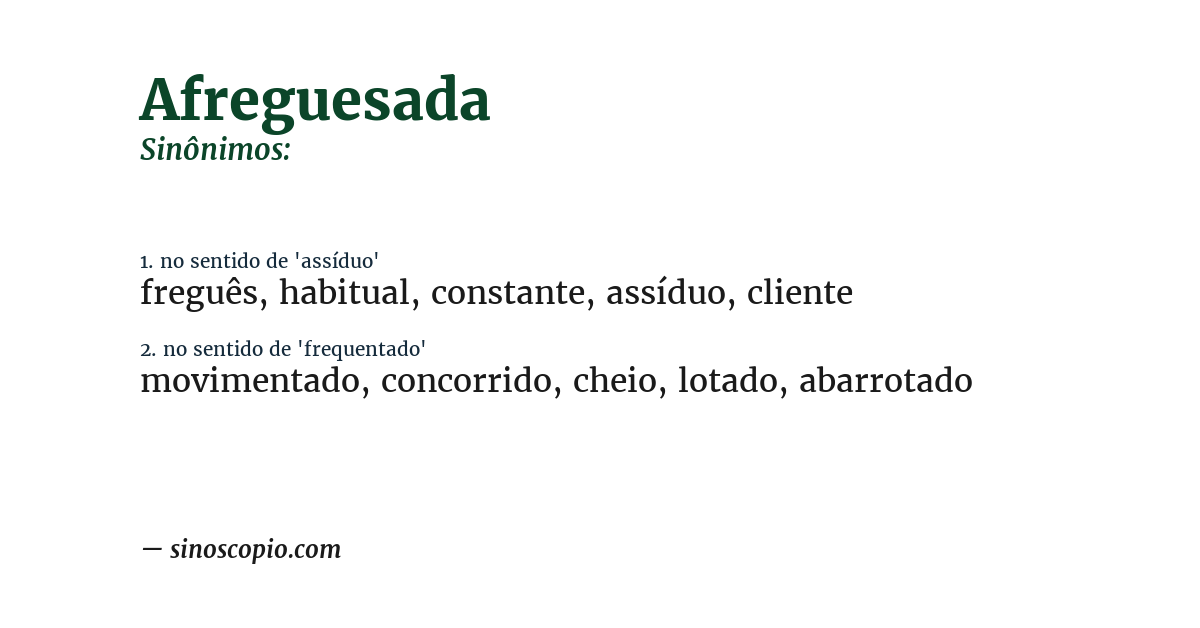 Sinônimo de afreguesada