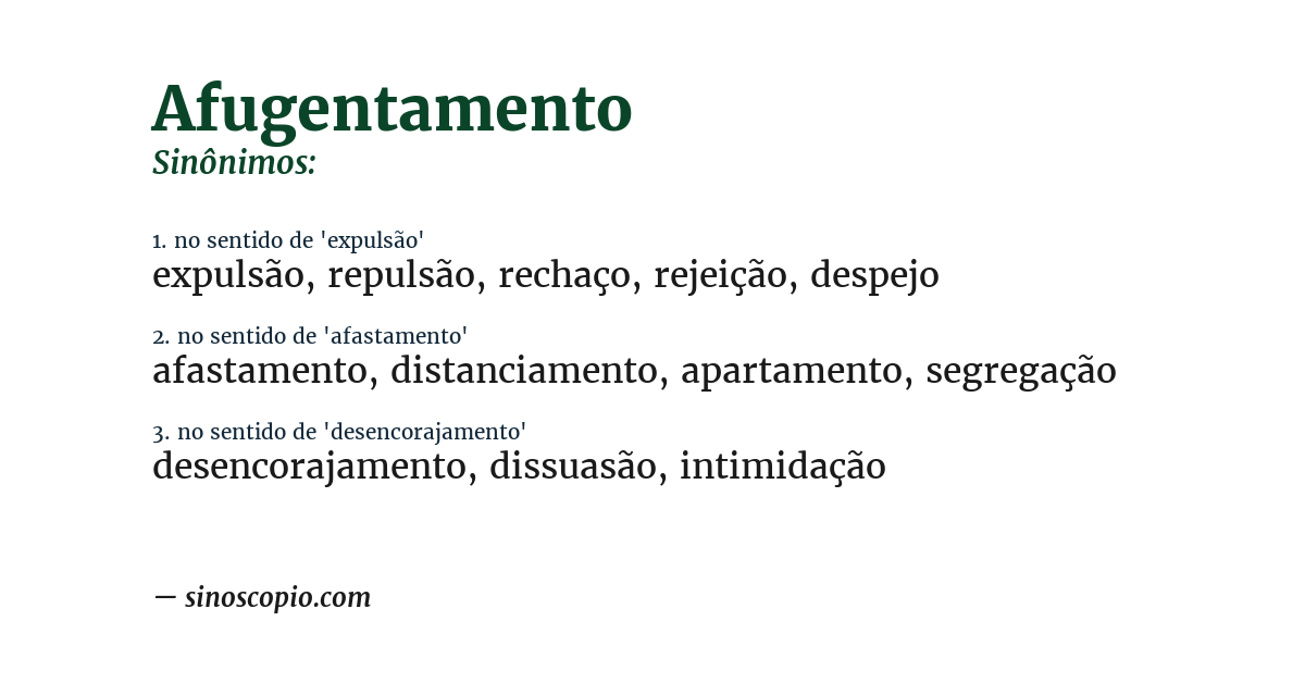 Sinônimo de afugentamento