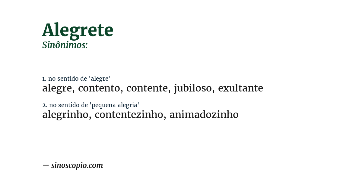 Sinônimo de alegrete