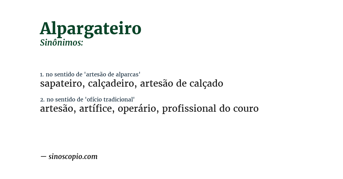 Sinônimo de alpargateiro