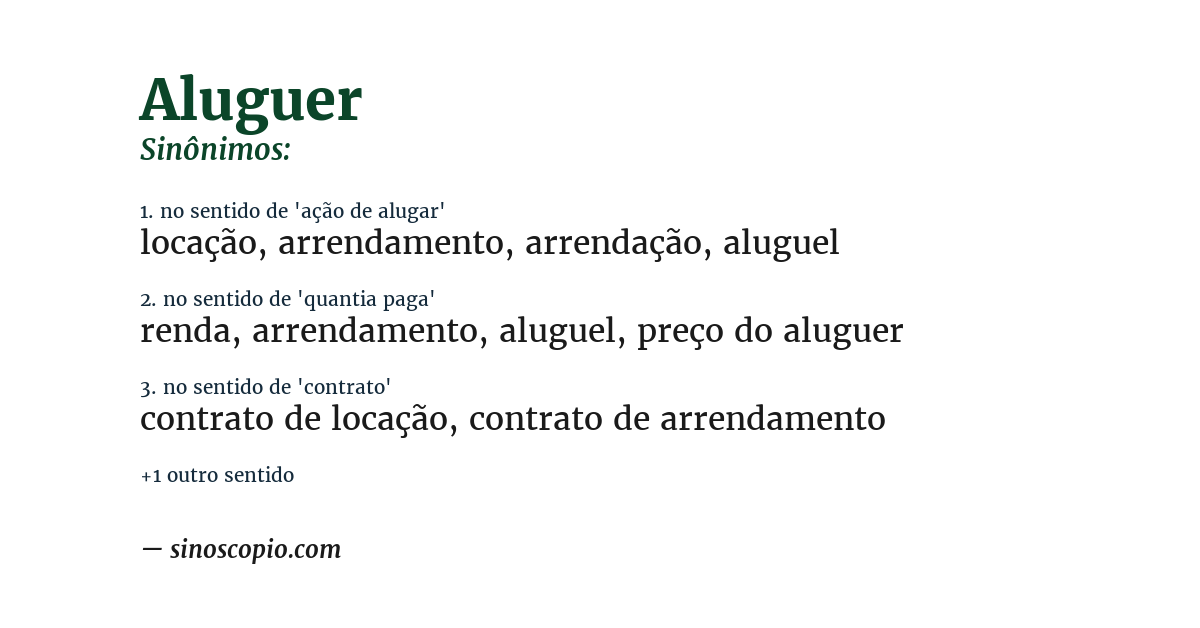 Sinônimo de aluguer