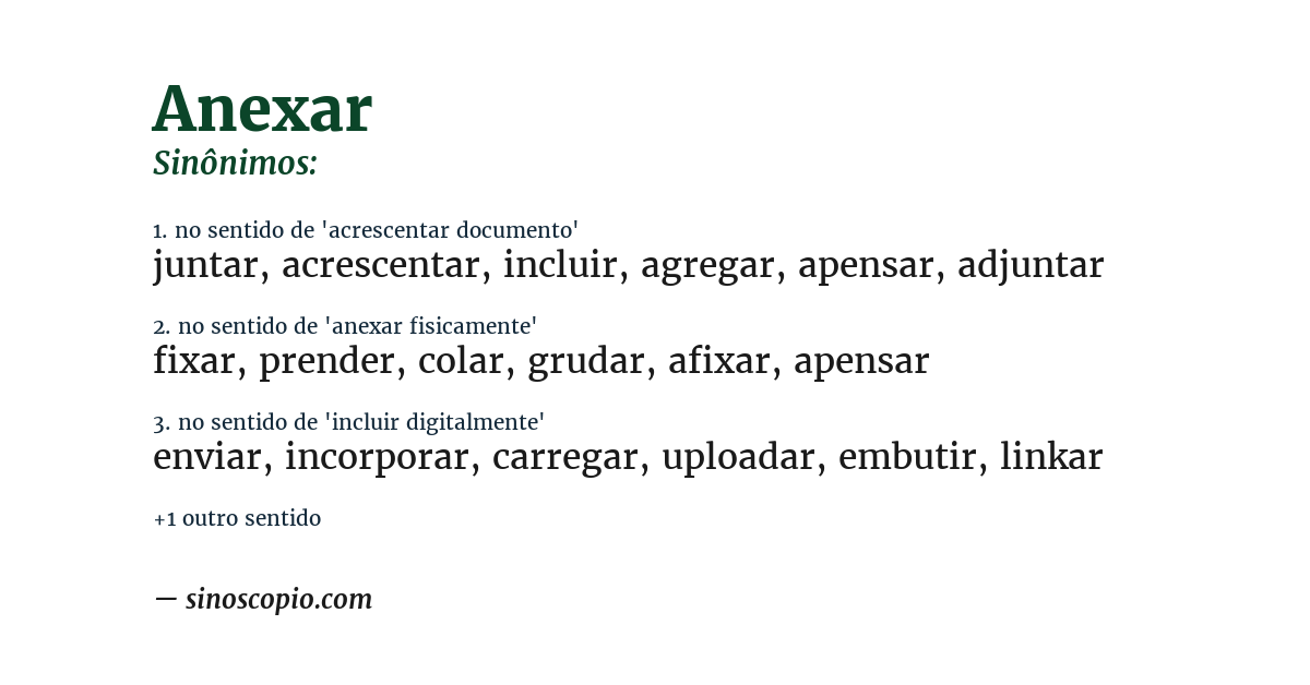 Sinônimo de anexar