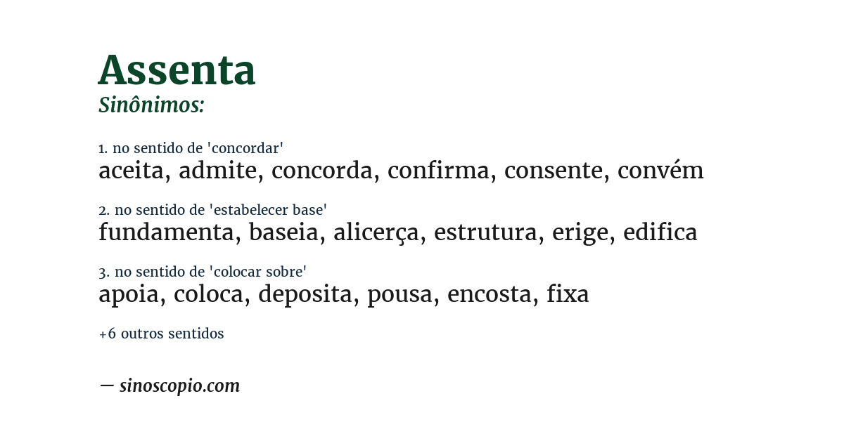 Sinônimo de assenta