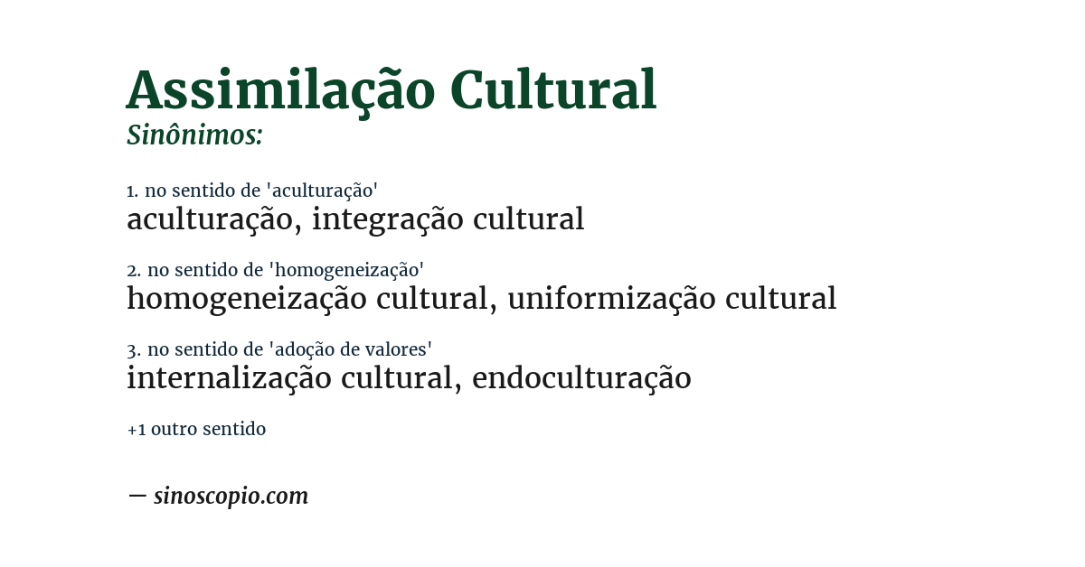 Sinônimo de assimilação cultural