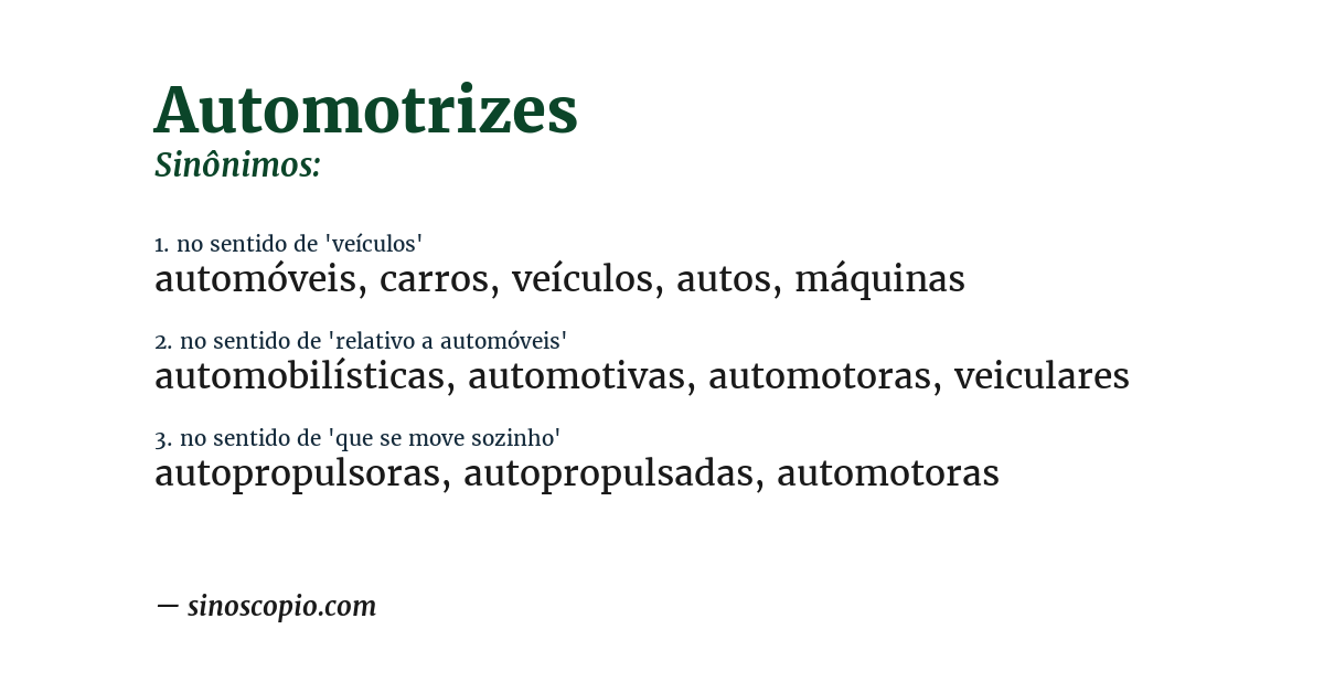 Sinônimo de automotrizes