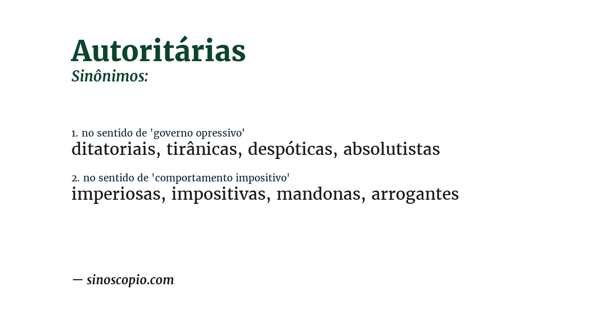 Sinônimo de autoritárias