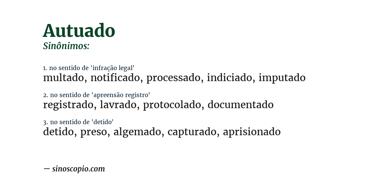 Sinônimo de autuado