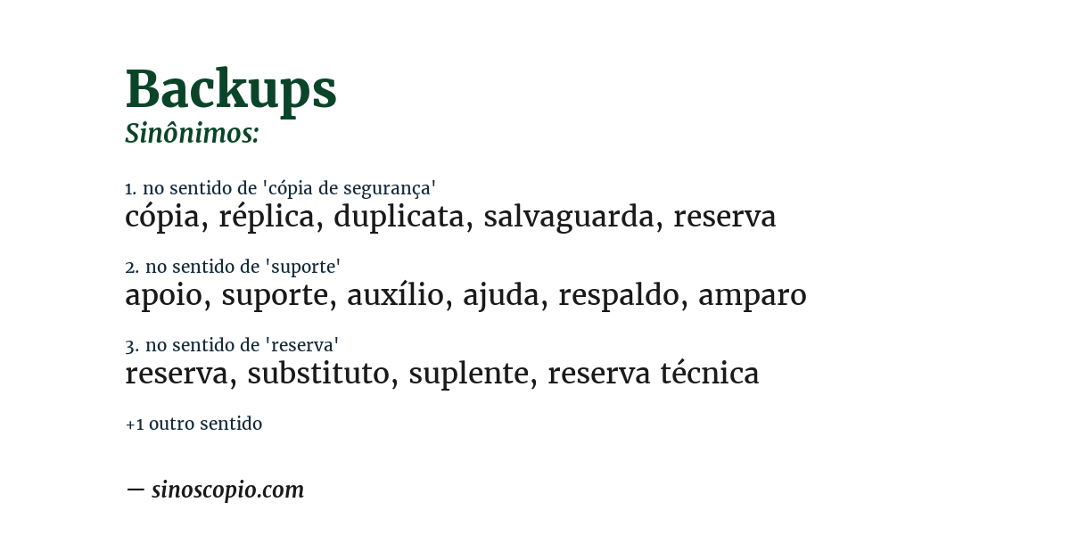 Sinônimo de backups