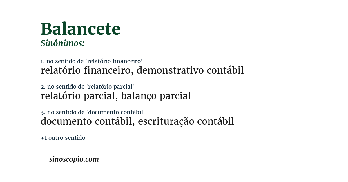 Sinônimo de balancete