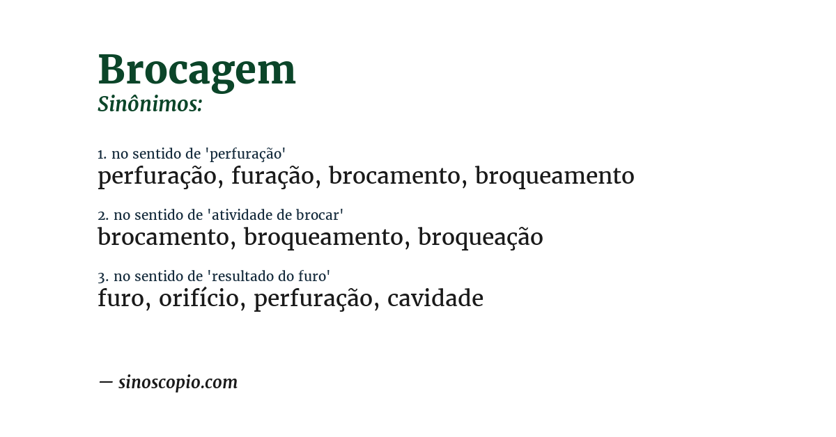 Sinônimo de brocagem