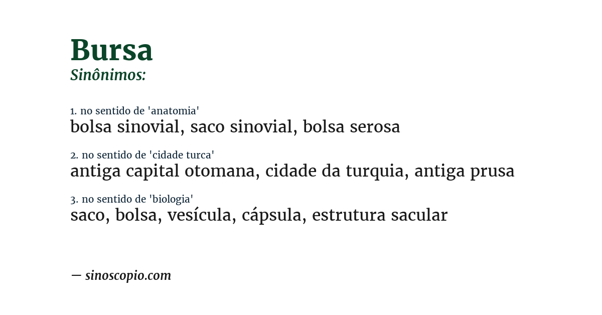 Sinônimo de bursa