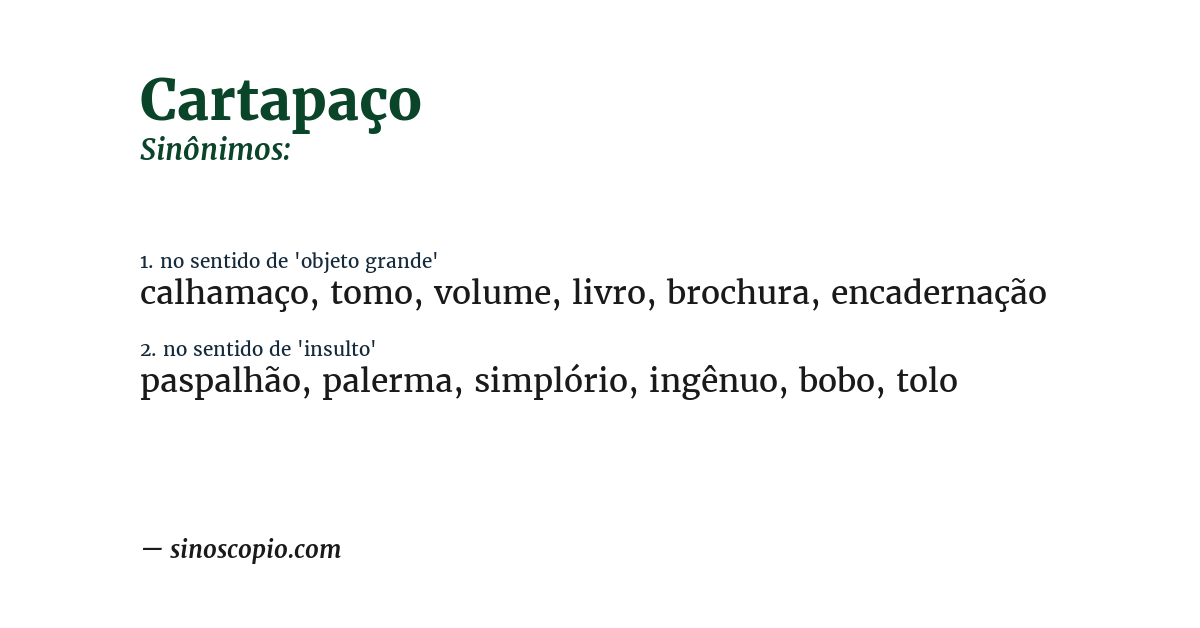 Sinônimo de cartapaço