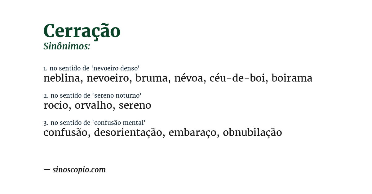Sinônimo de cerração