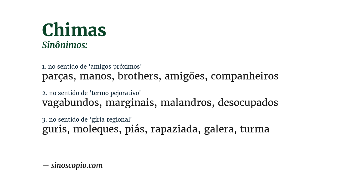Sinônimo de chimas