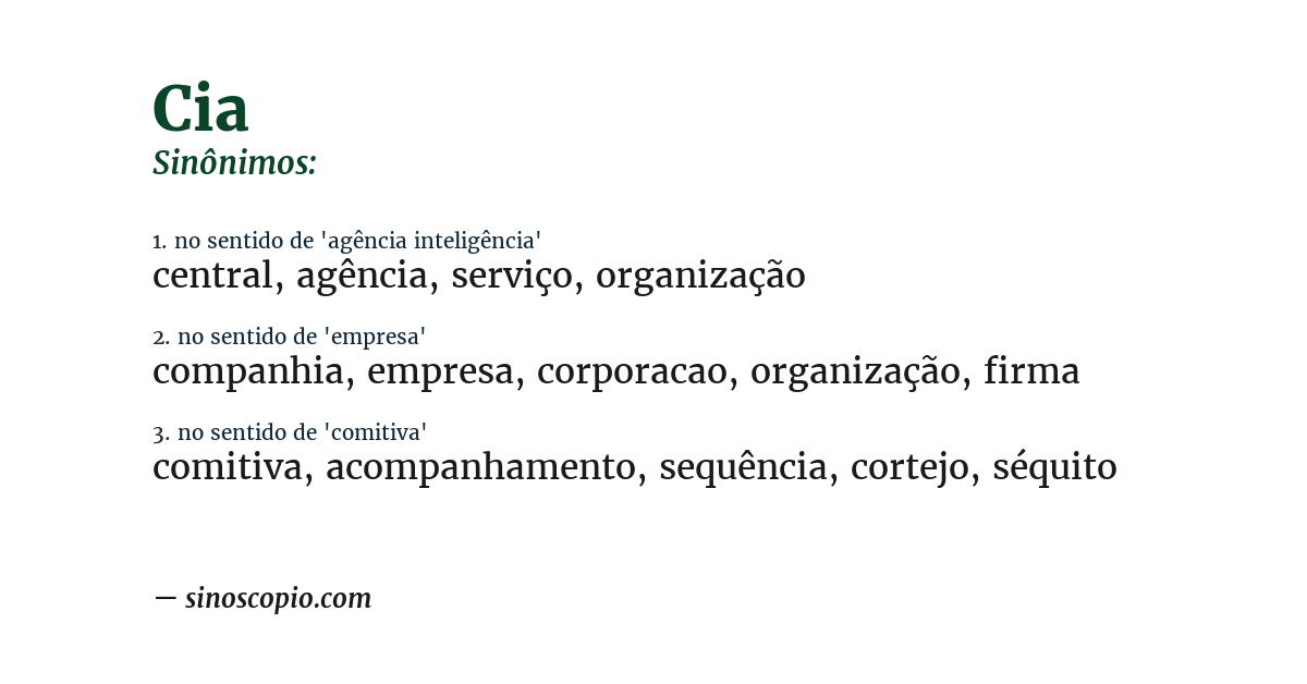 Sinônimo de cia