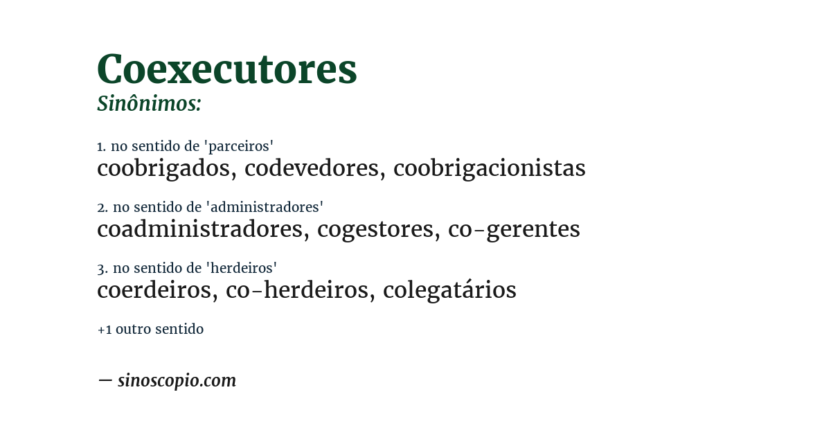 Sinônimo de coexecutores