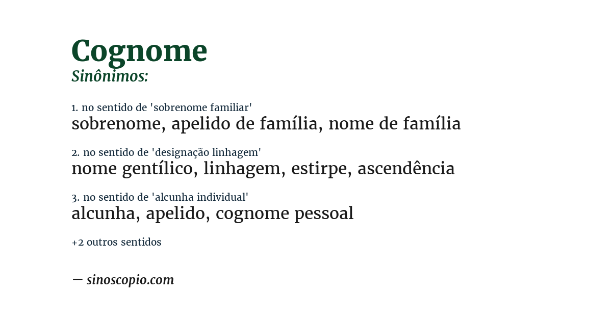 Sinônimo de cognome