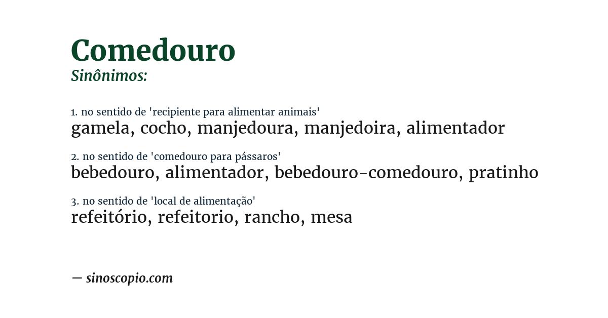Sinônimo de comedouro
