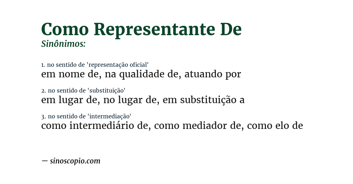 Sinônimo de como representante de