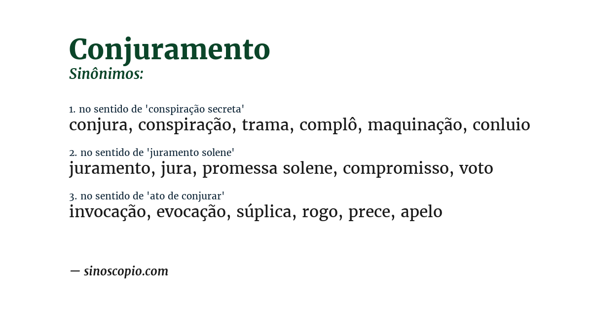 Sinônimo de conjuramento