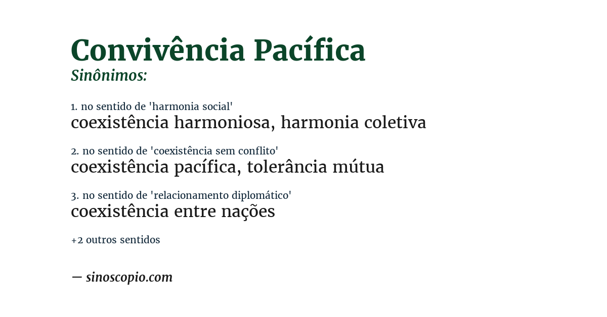 Sinônimo de convivência pacífica
