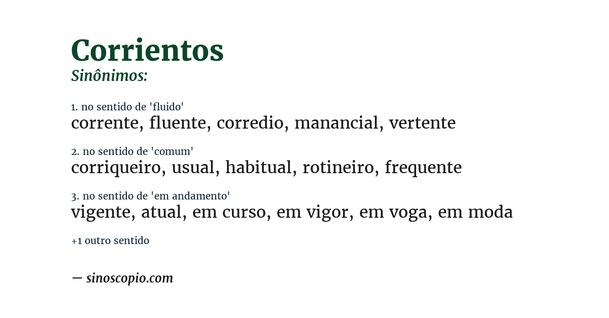 Sinônimo de corrientos