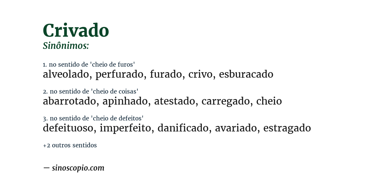 Sinônimo de crivado