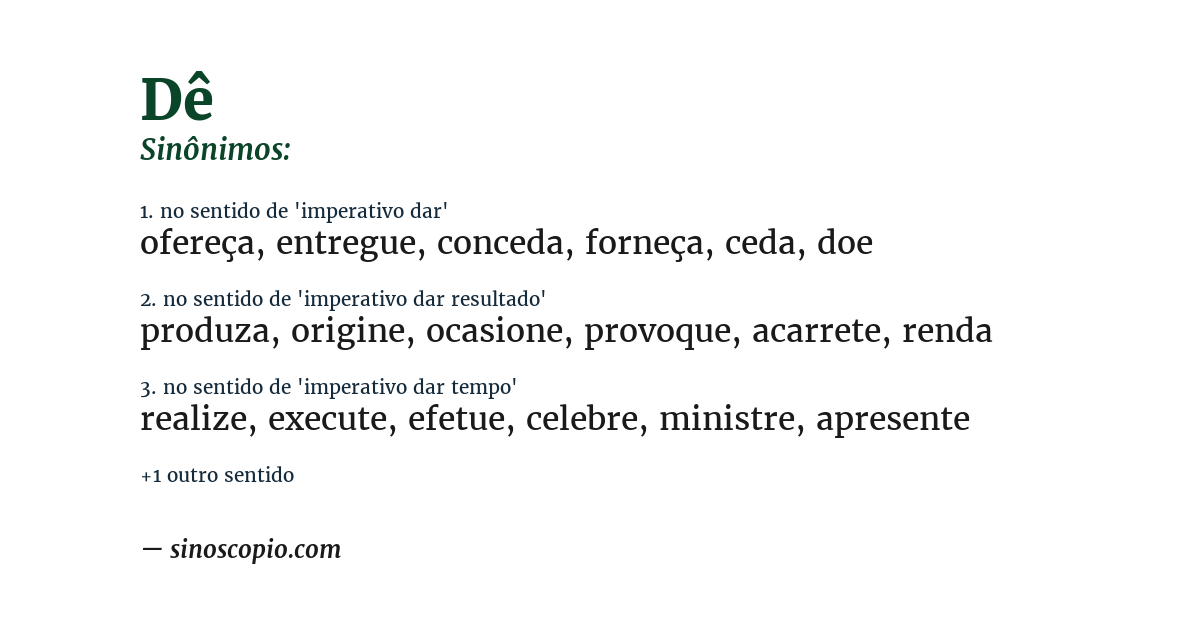 Sinônimo de dê