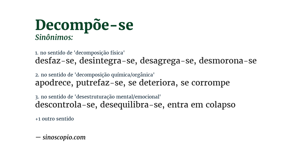 Sinônimo de decompõe-se